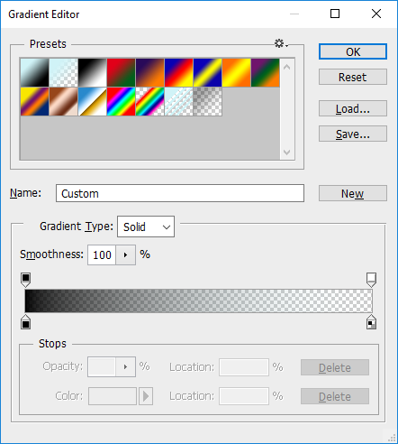 Где находится gradient editor в фотошопе